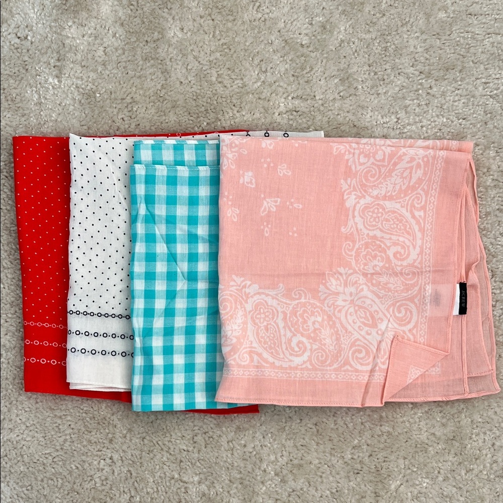 Set of Colorful Patterned J Crew Bandanas